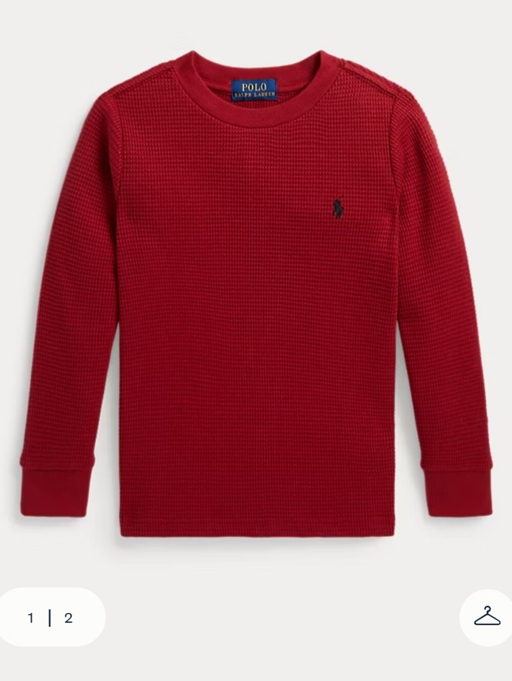 Polo Ralph Lauren Red Waffle-Knit Cotton Long-Sleeve Tee 5